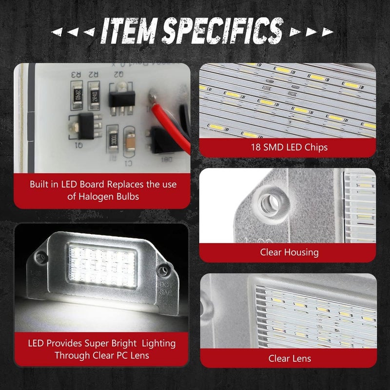 NUVISION LIGHTING Pair of LED License Plate Lights Compatible with 13-16 Dart / 08-14 Challenger Avenger,4805846AA 4805846AB, NVL-LPL-025 - Image 3